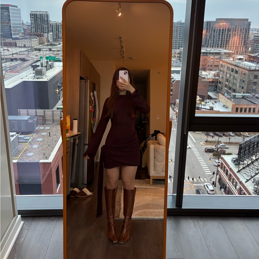 Meshki Liana Long Sleeve Knit Mini Dress - Plum